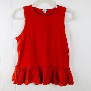 J. Crew Womens Tank Top with Ruffled Eyelet Hem X-Small